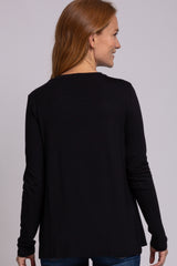 PinkBlush Black Solid Layered Front Long Sleeve Nursing Top