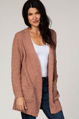 Mauve Popcorn Knit Maternity Cardigan