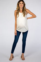 PinkBlush Ivory Solid Sleeveless Maternity Nursing Top