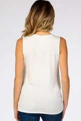 PinkBlush Ivory Solid Sleeveless Maternity Nursing Top