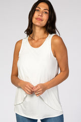 PinkBlush Ivory Solid Sleeveless Maternity Nursing Top