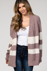 Mocha Striped Knit Cardigan