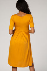 Mustard Short Sleeve Maternity Dress
