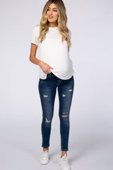 PinkBlush Blue Lightly Distressed Maternity Skinny Jean