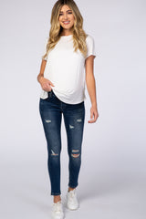 PinkBlush Blue Lightly Distressed Maternity Skinny Jean