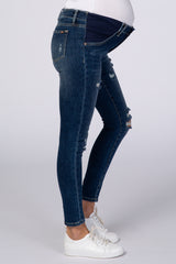 PinkBlush Blue Lightly Distressed Maternity Skinny Jean