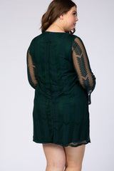 PinkBlush Forest Green Chevron Mesh Overlay Maternity Plus Dress