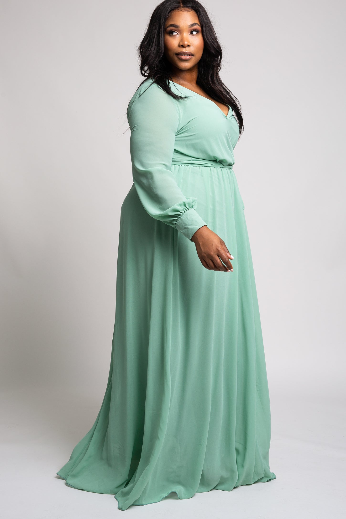 Mint Green Chiffon Plus Maxi Dress PinkBlush Mint Green Chiffon Plus Maxi Dress PinkBlush