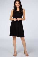 PinkBlush Black Sleeveless Round Neck Pom Pom Detail Maternity Dress