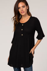 PinkBlush Black Waffle Knit Maternity Tunic