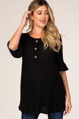 PinkBlush Black Waffle Knit Maternity Tunic