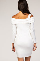 PinkBlush Ivory Fitted One Shoulder Dress