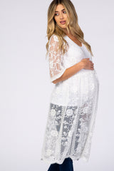 White Lace Mesh Maternity Cover Up