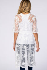 White Lace Mesh Maternity Cover Up
