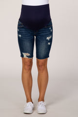 PinkBlush Blue Distressed Maternity Shorts