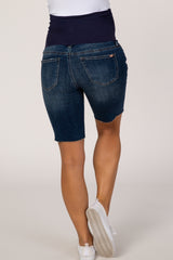 PinkBlush Blue Distressed Maternity Shorts