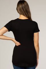 Black Short Sleeve Wrap Maternity Nursing Top