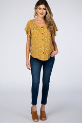 Mustard Floral Button Down Maternity Top