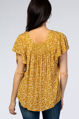Mustard Floral Button Down Top