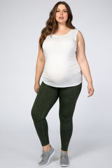 Olive Marled Maternity Plus Leggings