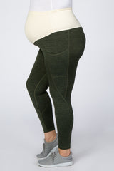 Olive Marled Maternity Plus Leggings
