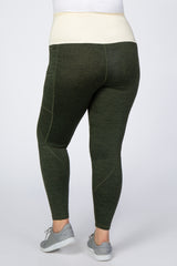 Olive Marled Maternity Plus Leggings