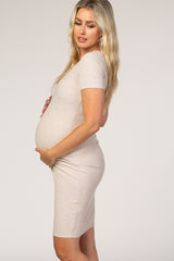 Taupe Ribbed Maternity Dress