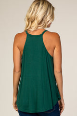 Green Rounded Halter Neck Top