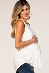 White Rounded Halter Neck Maternity Top