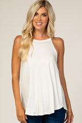 White Rounded Halter Neck Maternity Top