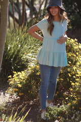 Mint Tiered Maternity Top