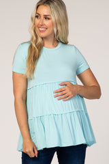 Mint Tiered Maternity Top