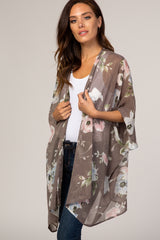 Grey Floral Sheer Cover Up