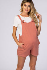 Pink Adjustable Strap Maternity Short Overalls