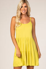 Lime Yellow Tiered Tank Dress