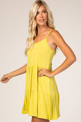 Lime Yellow Tiered Tank Dress