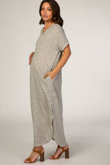 Beige Animal Print Maternity Maxi Dress