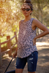 Mocha Animal Print Maternity Tank