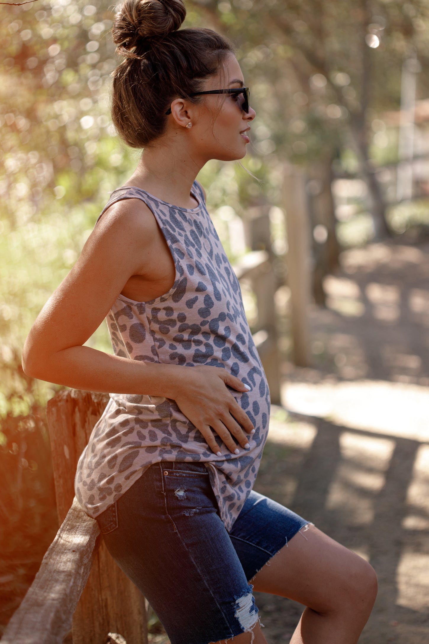 Mocha Animal Print Maternity Tank