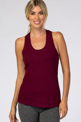 Burgundy Solid Active Racerback Tank Top