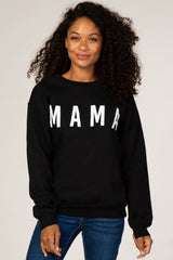 Black Screen Print Mama Pullover Sweatshirt