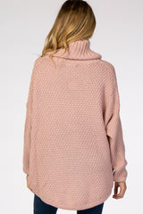 Mauve Cowl Neck Knit Maternity Sweater