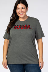 Charcoal Mama Plaid Print Graphic Maternity Plus Top