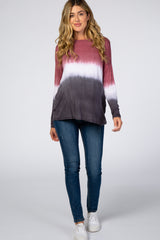 Red Ombre Long Sleeve Maternity Top