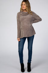 Mocha Chenille Cowl Neck Maternity Top