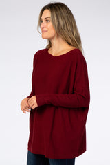 Burgundy Soft Knit Boatneck Dolman Sweater
