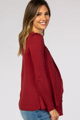 Burgundy Pleated Front Layered Maternity/Nursing Top