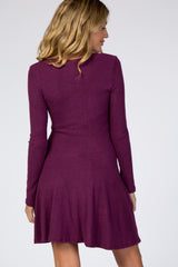 Plum Soft Brushed Rib Maternity Babydoll Dress