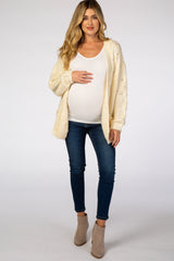 Ivory Cable Knit Maternity Cardigan