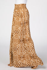 Camel Multi Printed Wide Leg Pants